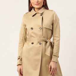 ZOELLA Women Beige Longline Trench Coat-image-44