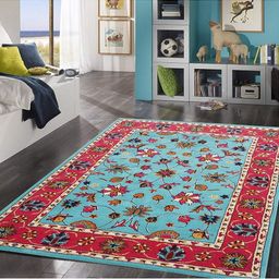 IMRA CARPET Turquoise Blue Floral Woollen Carpet-picture-21