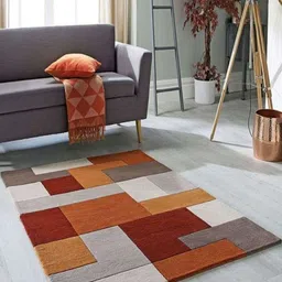 Safiya Carpet Orange & Maroon Geometric Woollen Carpets-picture-8
