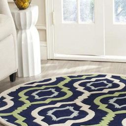 Safiya Carpet Navy Blue & Green Geometric Printed Hand Tufted Woollen Carpet-image-27