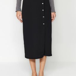Trendyol Siyah Stylised Front Button Slit A-Line Midi Skirt-17