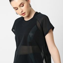 BODD ACTIVE Women Black Solid Semi Sheer T-shirt-image-69