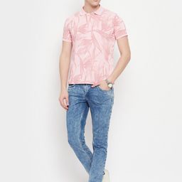 OGEN Abstract Printed Polo Collar Cotton T-shirt-image-68