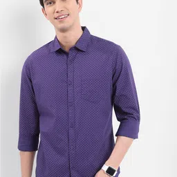 HIGHLANDER Purple & Pink Micro Ditsy Printed Slim Fit Cotton Casual Shirt-image-52