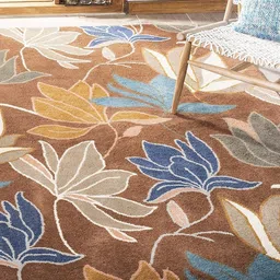 Safiya Carpet Brown Floral Hand-Tufted Woollen Carpets-image-38