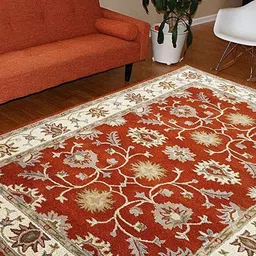 Safiya Carpet Red & White Floral Woollen Traditional Carpet-image-79