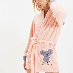 Trendyol Women Textured Applique Bath Robe-5