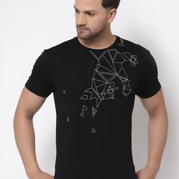 Red Tape Men Black Printed T-shirt-image-8