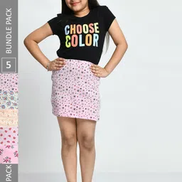 IndiWeaves Girls Pack Of 5 Floral Printed Pure Cotton Skirts-image-61