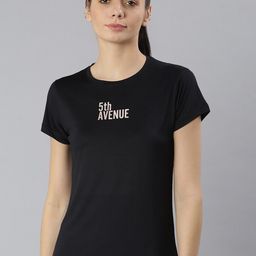 MKH Women's Black Typography Printed Monochrome Dri-FIT T-shirt-image-89