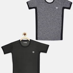 CHIMPRALA Boys Grey & Black Pack of 2 Colourblocked Moisture Wicking T-shirt-52