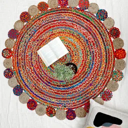 Art Avenue Doublea Red & Blue Round Jute Rug-image-60