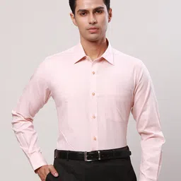 Raymond Contemporary Fit Self Design Spread Collar Cotton Formal Shirt-image-20