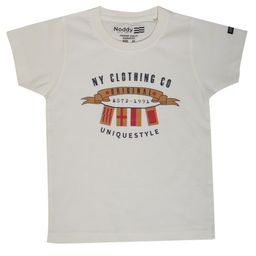 Noddy Boys White Typography Printed Cotton T-shirt-image-80