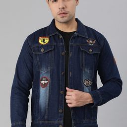 VOXATI Men Blue Washed Denim Jacket with Patchwork-picture-13