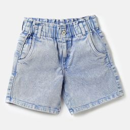 United Colors of Benetton Girls Regular Fit Washed Cotton Denim Shorts-10