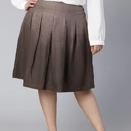 Oxolloxo Woman Plus Size Brown plus size Solid Skirt-image-66