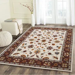 IMRA CARPET Grey & White Floral Printed Woollen Carpet-picture-14