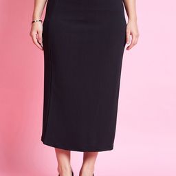 Purple Feather Plus Size Formal Straight Midi Skirt-23
