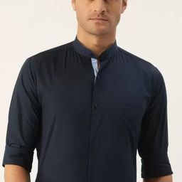 Hancock Slim Fit Band Collar Cotton Formal Shirt-picture-13