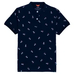 Status Quo Boys Navy Blue Printed Polo Collar T-shirt-image-28