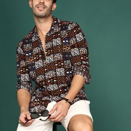 Sangria Ethnic Motifs Printed Spread Collar Casual Shirt-picture-17