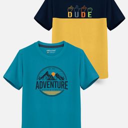 HELLCAT Boys Pack Of 2 Typography Printed Cotton T-shirt-image-26