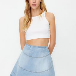 Trendyol Washed Effect Pure Cotton Mini A-Line Denim Skirt-image-70
