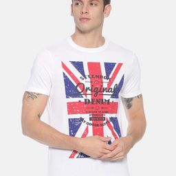 Steenbok Men White & Blue Printed Pure Cotton T-shirt-image-31