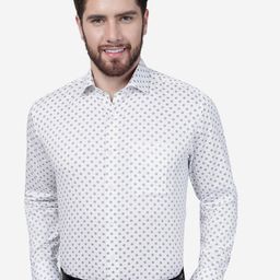 JADE BLUE Micro Ditsy Printed Pure Cotton Formal Shirt-image-13