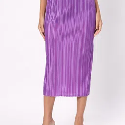 DEPANO Striped Slit Straight Midi Skirt-picture-28
