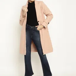 METTLE Women Plus Size Notched Lapel Knee-Length Overcoats-picture-21