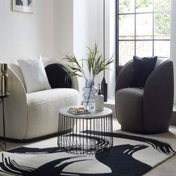 Safiya Carpet White & Black Floral Hand-Tufted Woollen Carpet-image-77