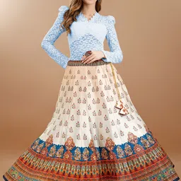SAPTRANGI Women Digital Printed Flared Maxi Skirt-6