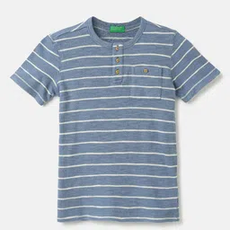 United Colors of Benetton Boys Striped Henley Neck Cotton T-shirt-image-40