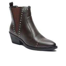 Bruno Manetti Women Brown Studded Chelsea Boots-image-14
