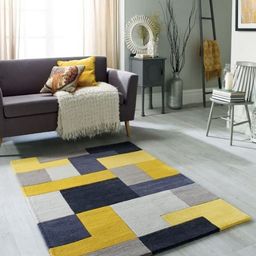 Safiya Carpet Yellow & Black Abstract Hand-Tufted Woollen Carpets-image-80