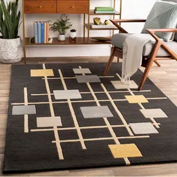 IMRA CARPET Black Geometric Woollen Carpet-image-52