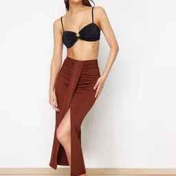 Trendyol Ruched Detailed High Slit A Line Midi Skirt-image-13