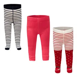 JusCubs Infants Pack Of 3 Striped Cotton Ankle Length Leggings-image-71