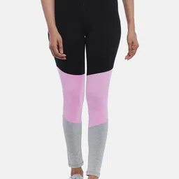 Ajile by Pantaloons Women Black And Pink Color Blocked Tights-image-79