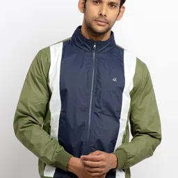 Status Quo Men Green Colourblocked Bomber-image-70