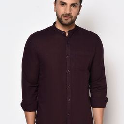 METTLE Men Burgundy Opaque Cotton Casual Shirt-picture-38