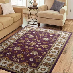 IMRA CARPET Burgundy & White Ethnic Motifs Handmade Woollen Carpet-image-97