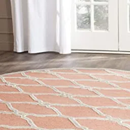 Safiya Carpet Peach & White Geometric Hand Tufted Woollen Carpet-image-60