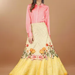 SAPTRANGI Printed Flared Maxi Skirt-picture-8