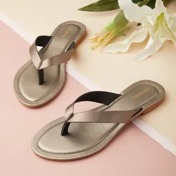 Vishudh Women Copper-Toned Open Toe Flats-image-85