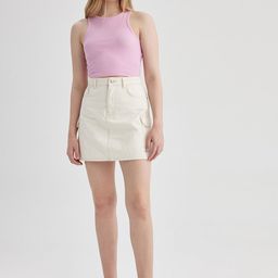 DeFacto Pure Cotton Straight Mini Skirt-picture-38
