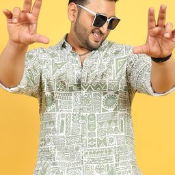 Instafab Plus Classic Fit Geometric Printed Casual Shirt-36