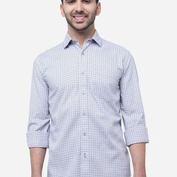 JADE BLUE Slim Fit Windowpane Checked Casual Cotton Shirt-image-84